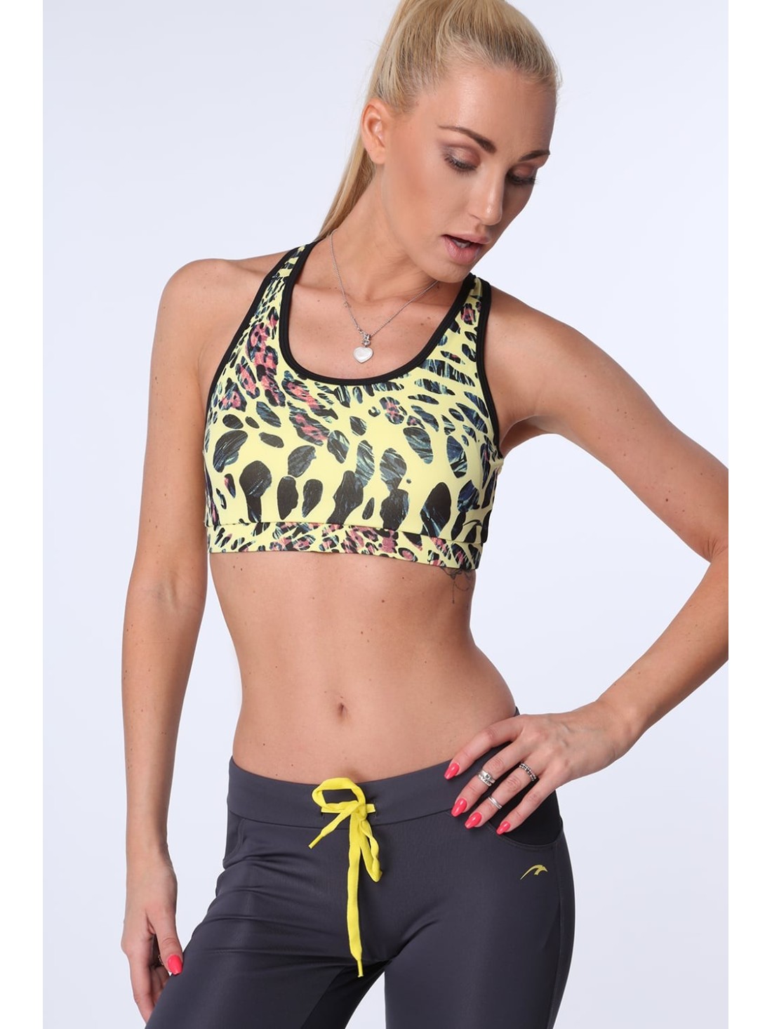 Leopard sportinė viršūnė, citrina MR15498 - Internetinė parduotuvė - Boutique